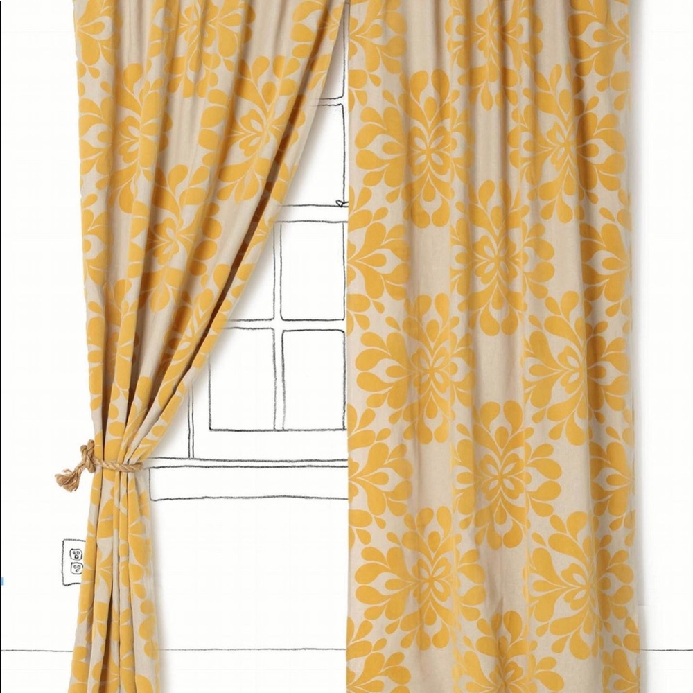 LIKE NEW! Anthropologie Coqo Curtains in Yellow.